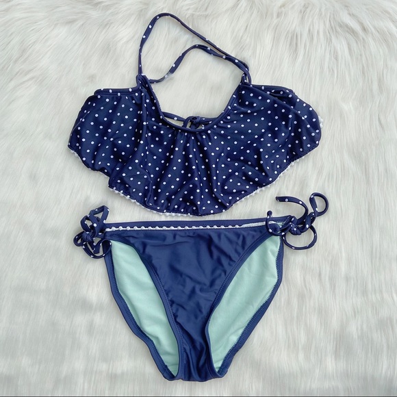 Other - 🌺3/$20👙 Navy Blue & White Polka Dot Ruffle Bikini!!